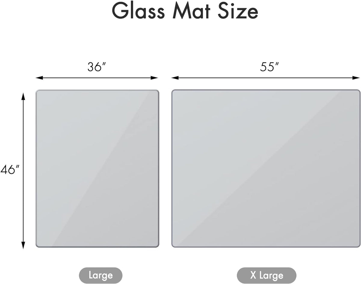 GLSLAND 46" x 55" Tempered Glass Chair Mat Heavy-Duty Floor Protector for Carpet & Hard Floors
