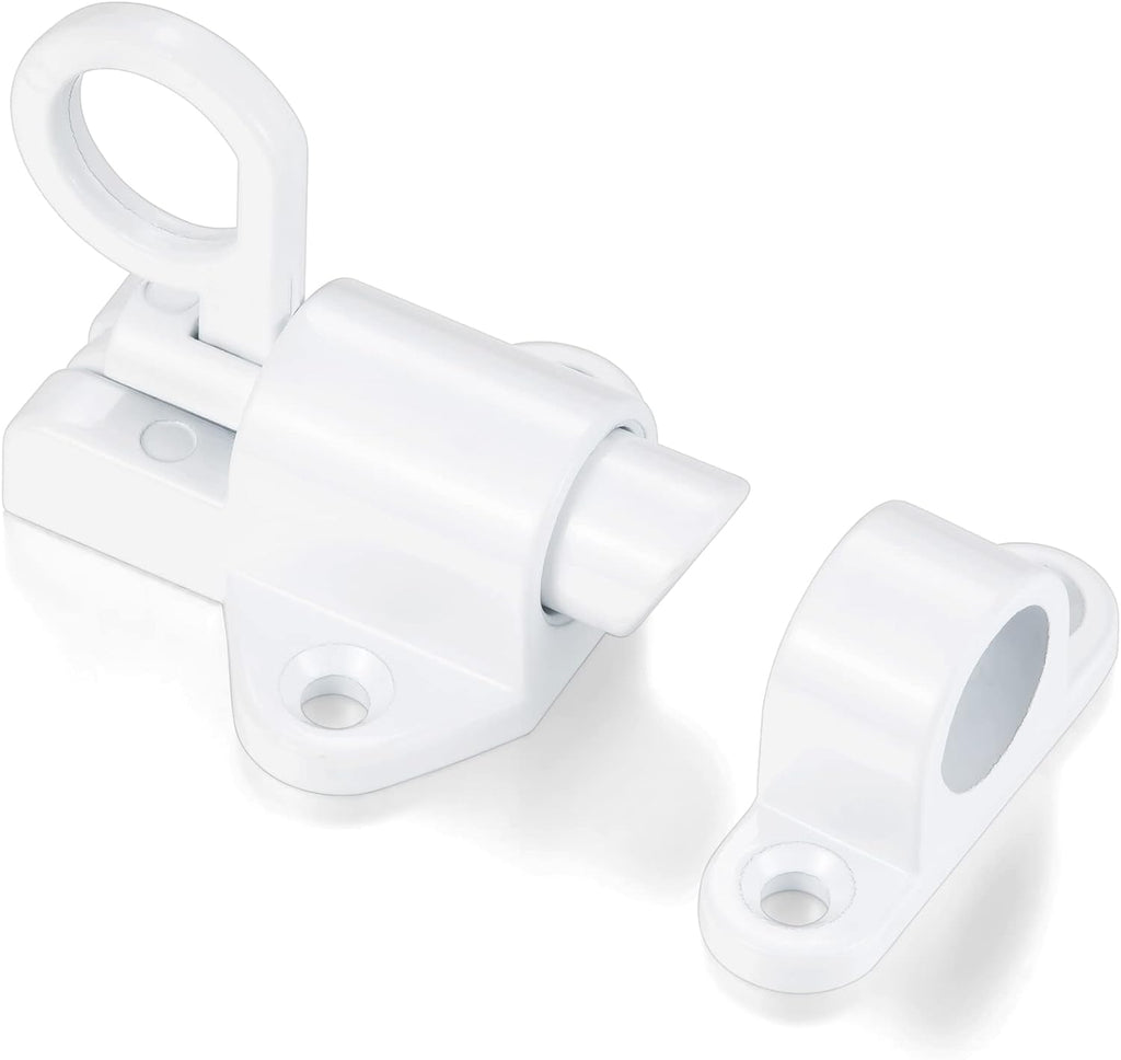 5 Packs Self-Closing Latches，White Spring Door Lock，Resilient Bolt Latch Aluminum Alloy Safety