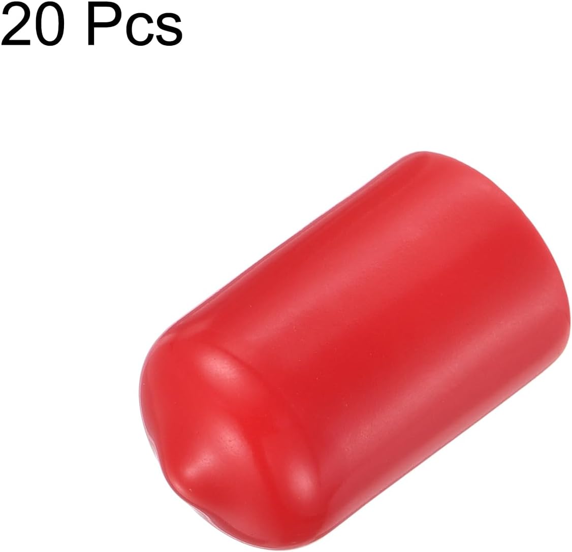 uxcell 20pcs Rubber End Caps 13.5mm ID Vinyl Round Tube Bolt Cap Cover Thread Protectors Red