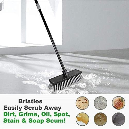 Floor Scrubbing Brush Stiff Bristles with 49.6 inches Telescopic Long Handle, Yard Brush Concrete