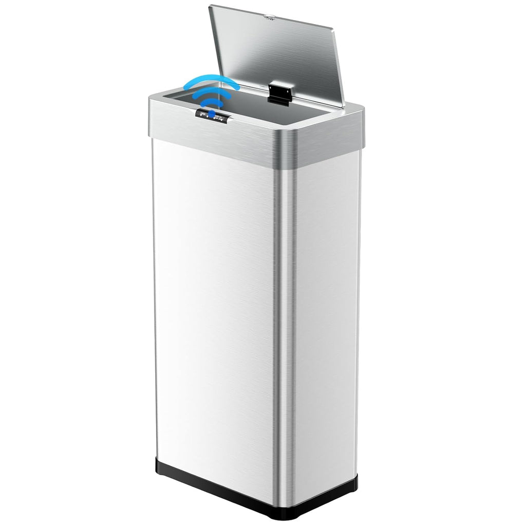 TLSUNNY 13.2 Gallon Motion Sensor Trash Can,Touchless Automatic Garbage Can,Brushed Stainless Steel