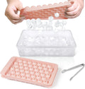 WIBIMEN Ice Cube Tray with Lid and Bin - Round Ice Trays for Freezer with Lid - Ice Cube Trays for