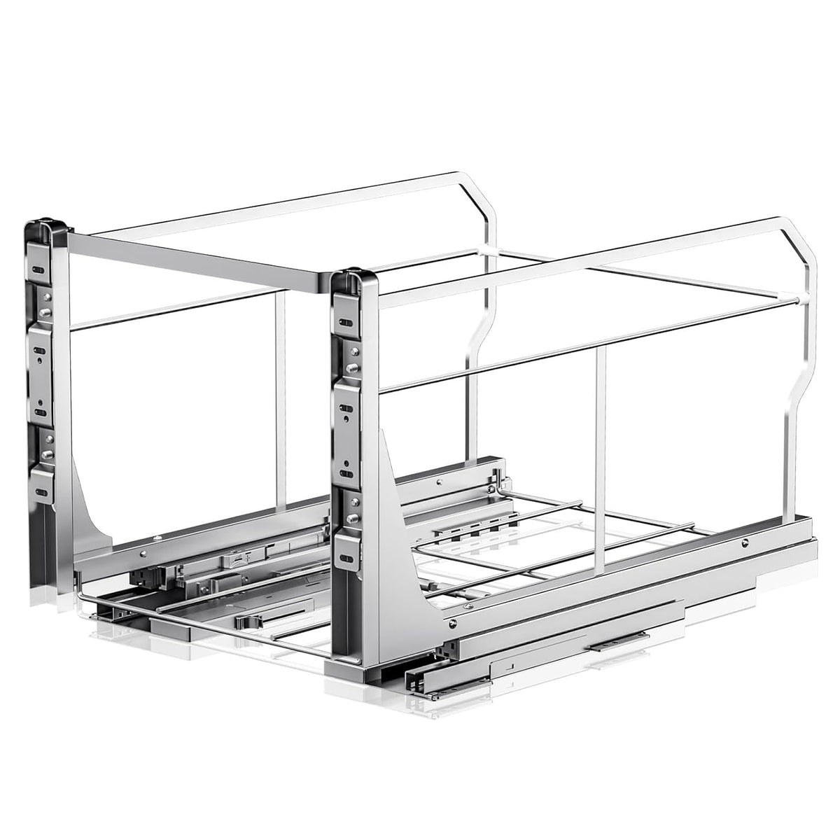 Insputer Double Pull Out Trash Can Under Cabinet with Push to Open Slides, Heavy Duty Under Sink