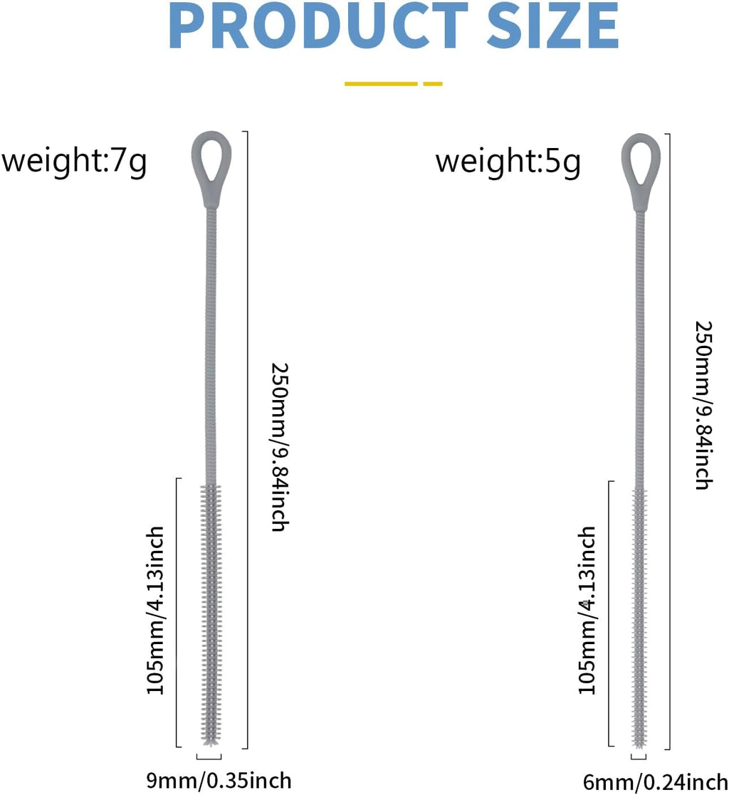 2Pcs Silicone Straw Cleaner Brush, 9.84in Reusable Straw Cleaner with Bendable Steel Core, Extra
