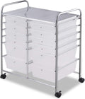 GOFLAME 12-Drawer Rolling Storage Cart, Multipurpose Organizer Cart with 2 Sizes Plastic Drawers