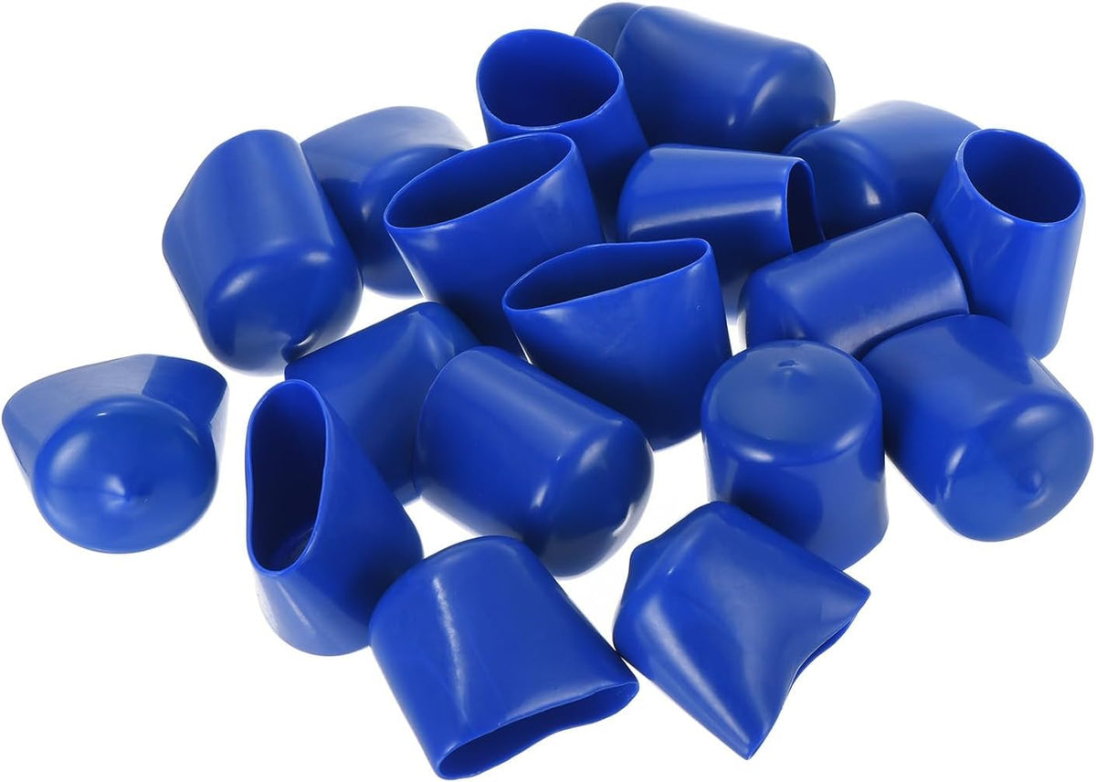 uxcell 20pcs Rubber End Caps 28mm ID Vinyl Round Tube Bolt Cap Cover Screw Thread Protectors Blue