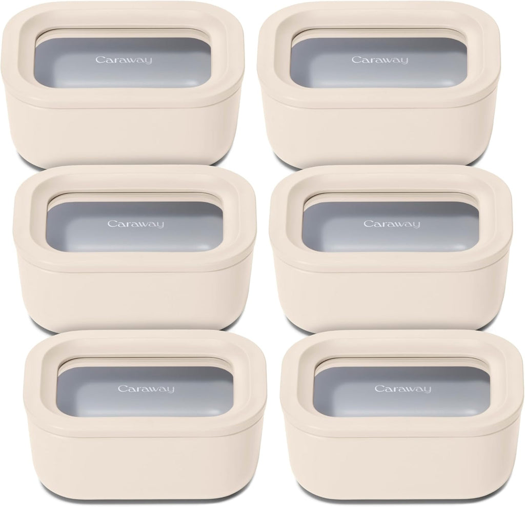 Caraway 6pc Glass Food Storage Set - 2.6 Cup Storage Containers For Food (6) - Non-Toxic