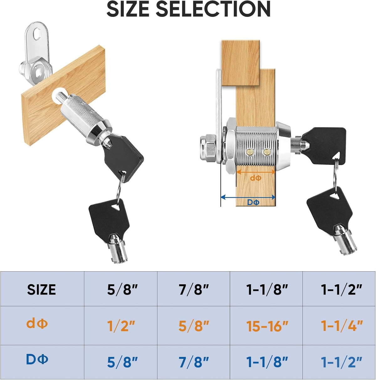 PTEROMY 2 Pack Cabinet Lock with Keys, 5/8'' Heavy Duty Tubular Cam Lock for RV Compartment Storage