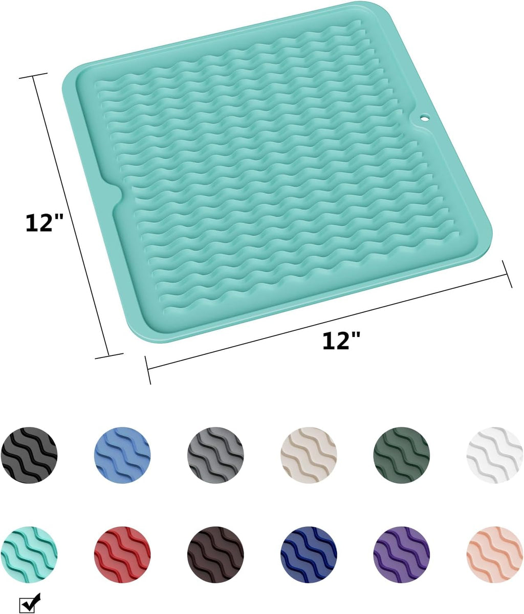 ZLR Silicone Dish Drying Mat for Kitchen Counter, Eco-Friendly Fast Dry Dish Mat, Easy Clean Multi