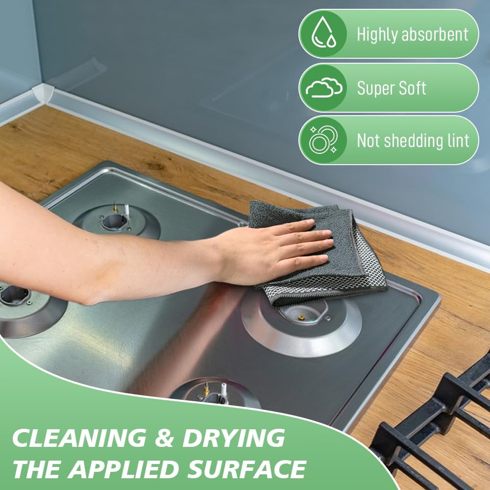 SINLAND Microfiber Dish Cloth Kitchen Washcloth Best Kitchen Cloths Cleaning Cloths Poly Scour Side