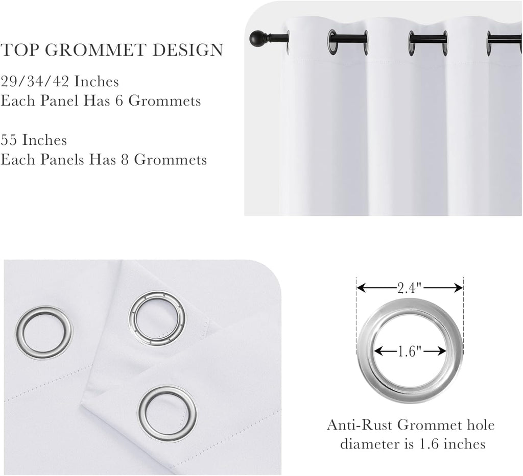 PONY DANCE Pure White Room Darkening Curtains - Energy Saving Drapes for Small Windows in Kitchen