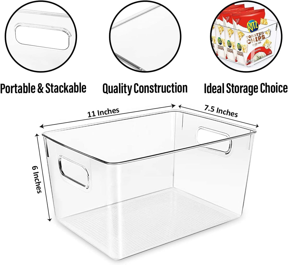 Clear Plastic Storage Bins, Perfect for Kitchen Organization or Pantry Organization and Storage
