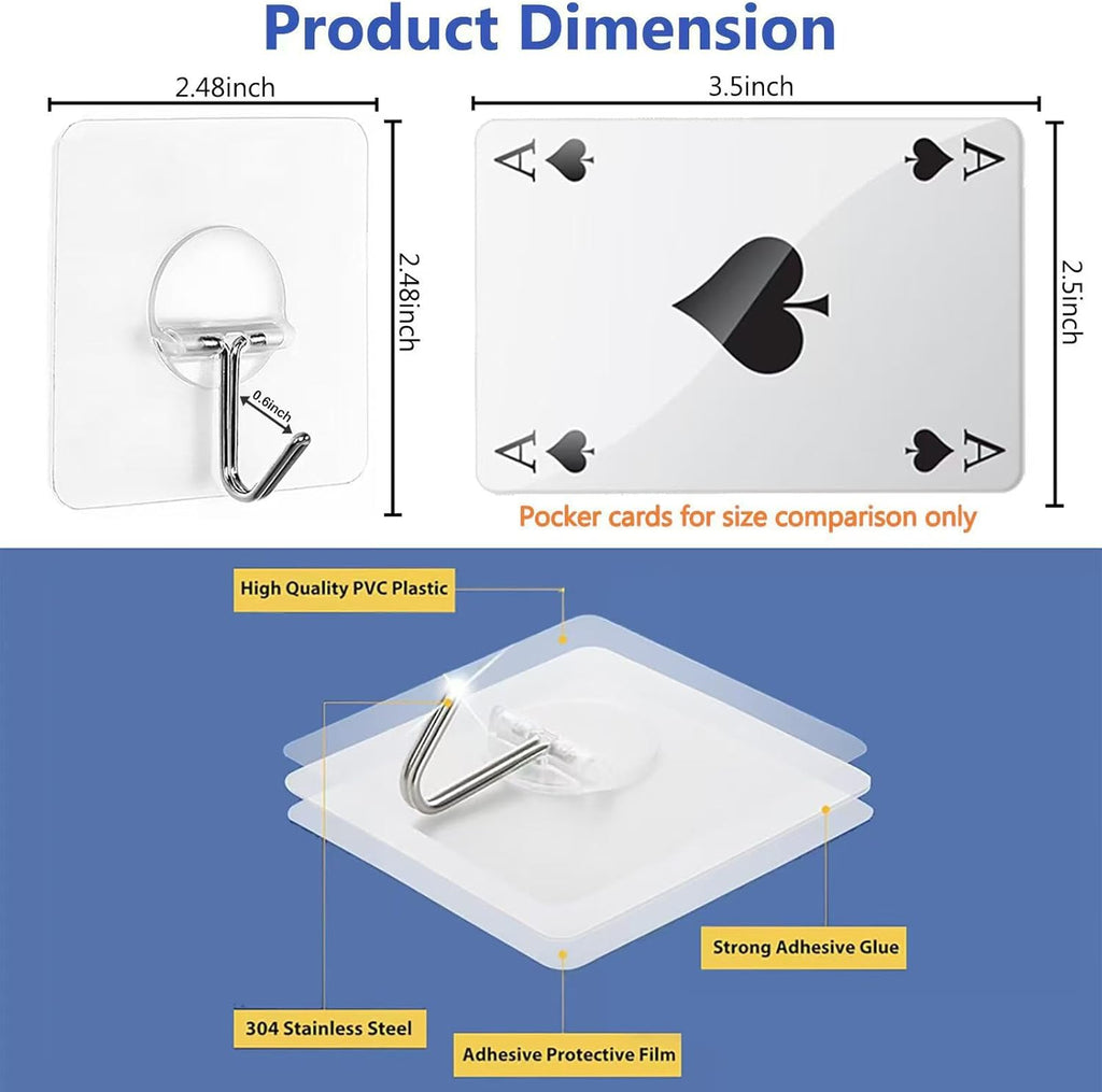 Adhesive Hooks for Hanging Heavy Duty Wall Hooks Self Adhesive Towel Coat Hooks Waterproof