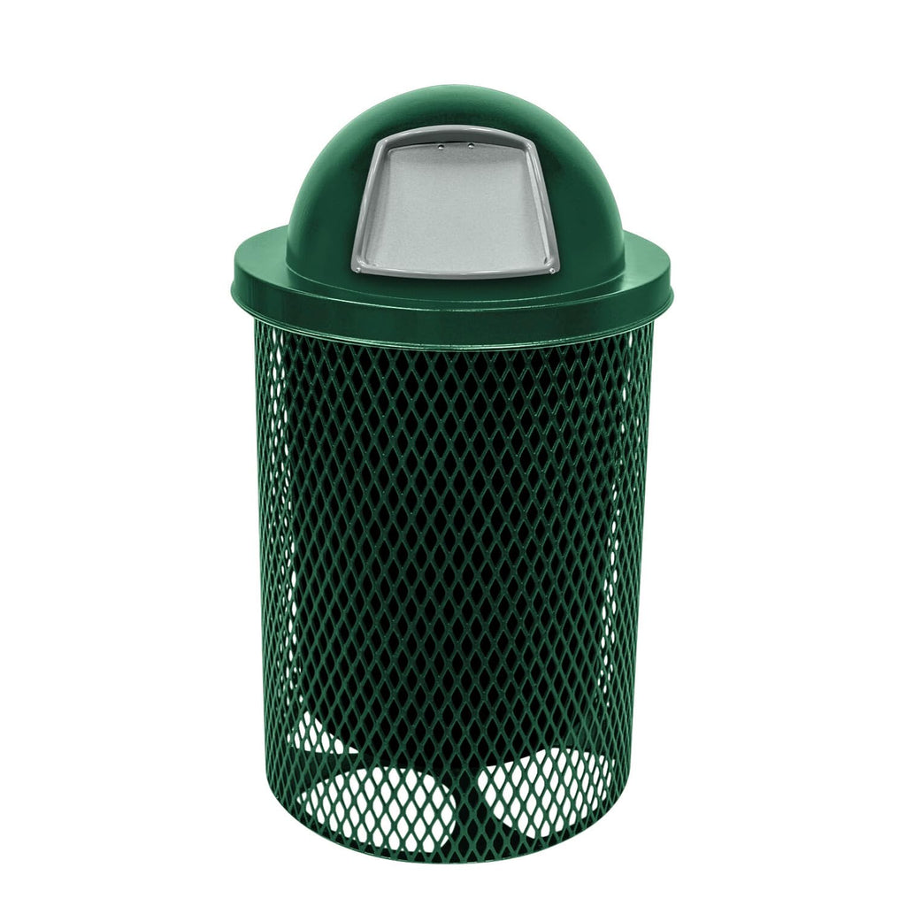 COATEDOUTDOORFURNITURE RDT-TXTGRN Heavy Duty 32 Gallon Round Trash Receptacle, Liner Included