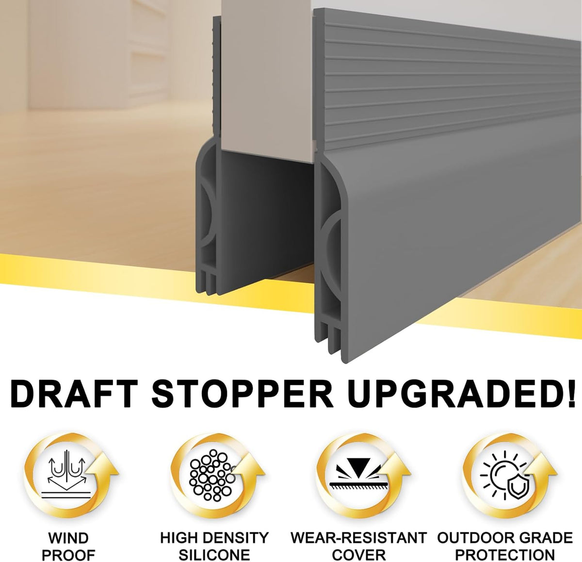Door Draft Stopper,Door Sweep for Bottom of Doors,Weather Stripping Seal Draft Guard Blocker Noise