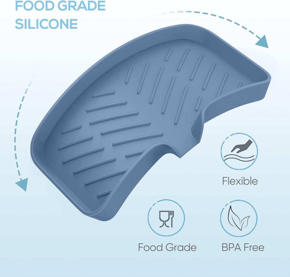 Silicone Sink Tray, Self-Draining Kitchen Soap Tray, Premium Silicone Soap Holder for Bathroom