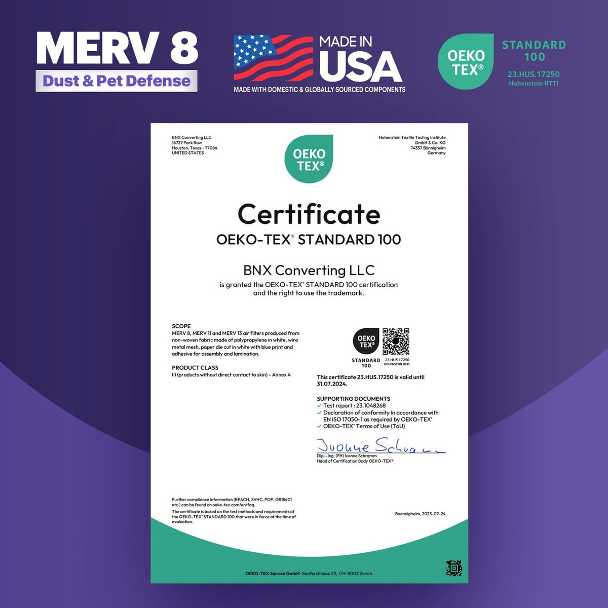 BNX TruFilter 18x24x1 Air Filter MERV 8 (6-Pack) - MADE IN USA – Dust & Pet Defense Electrostatic