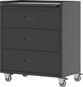 Metal Storage Cabinet with Wheels, Garage Storage Cabinet with 3 Drawers, Rolling Tool Storage