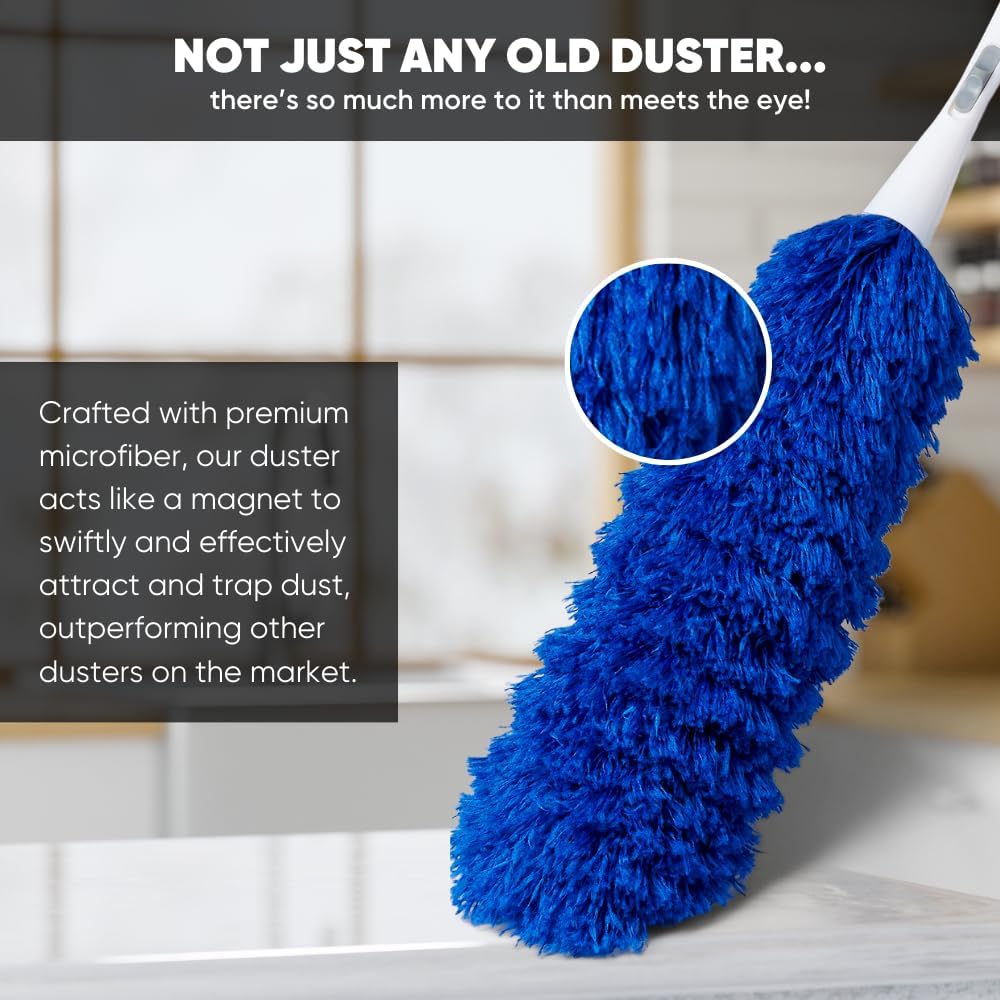 2 Pack of Microfiber Flexible Dusters with Heavy Duty Extension Pole | 8' Reach | Clean Ceiling
