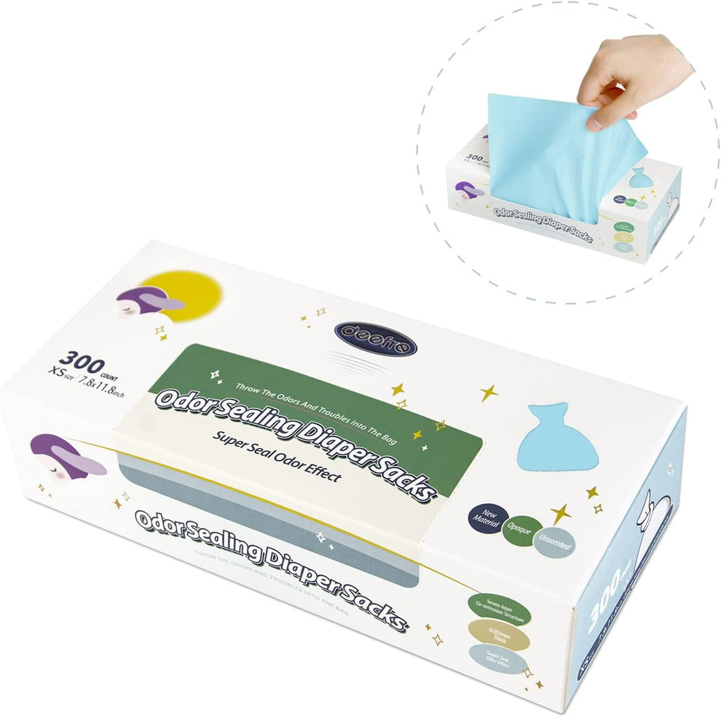 Odor Sealing Disposable Diaper Bags XS/300 Count Diaper Sacks Scented Diaper Trash Bags Large