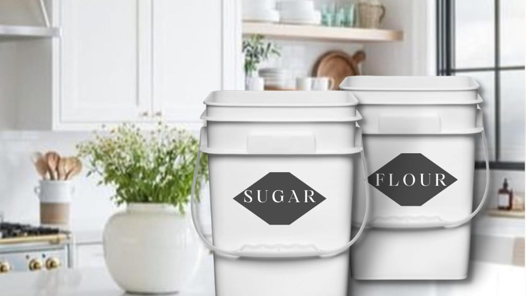 House Naturals 4 Gallon Square Food Grade Bucket Pail with Plastic Handles and Lid (Pack of 3) Made
