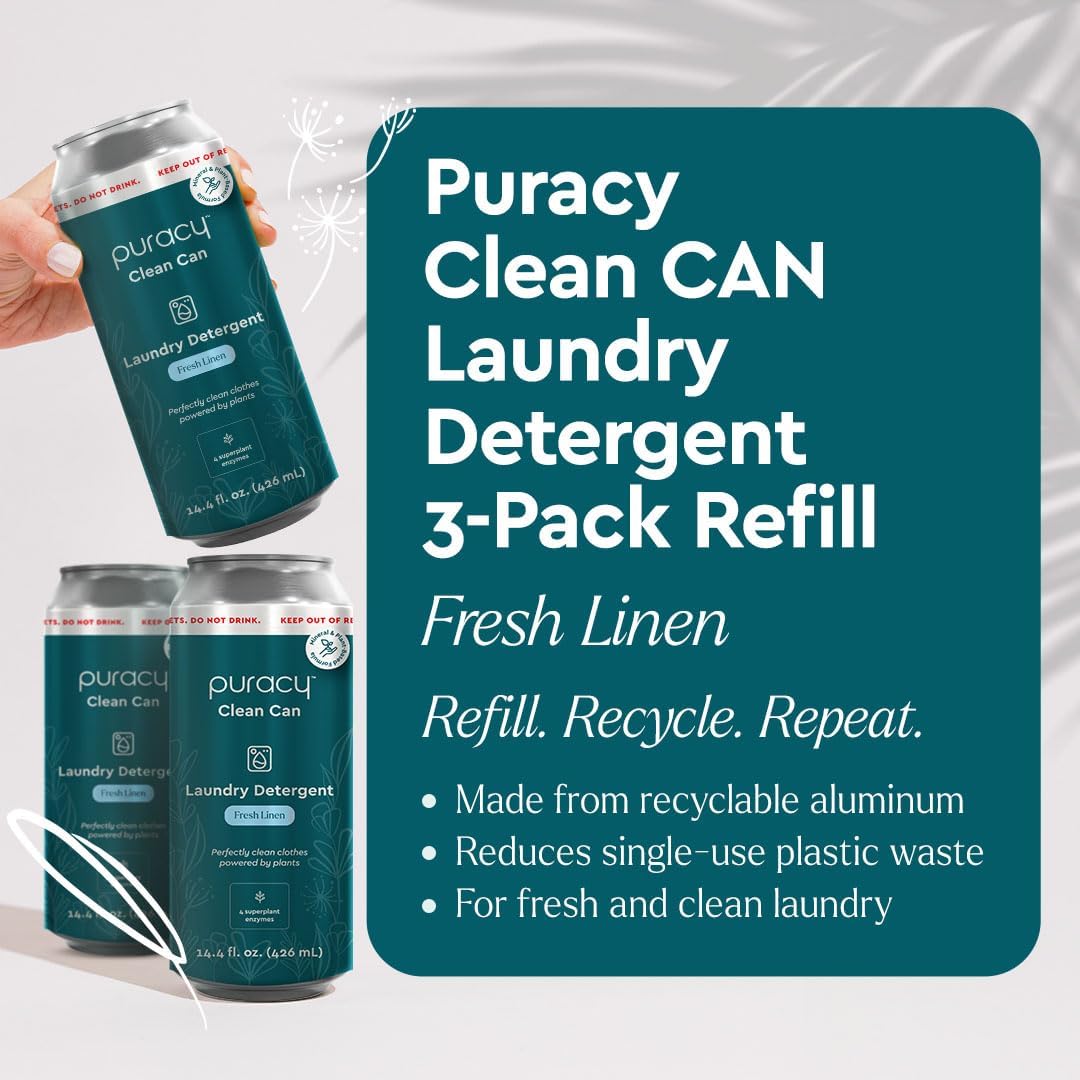 Puracy Liquid Laundry Detergent Clean Can Refill - Enzyme-Powered Liquid Laundry Detergent