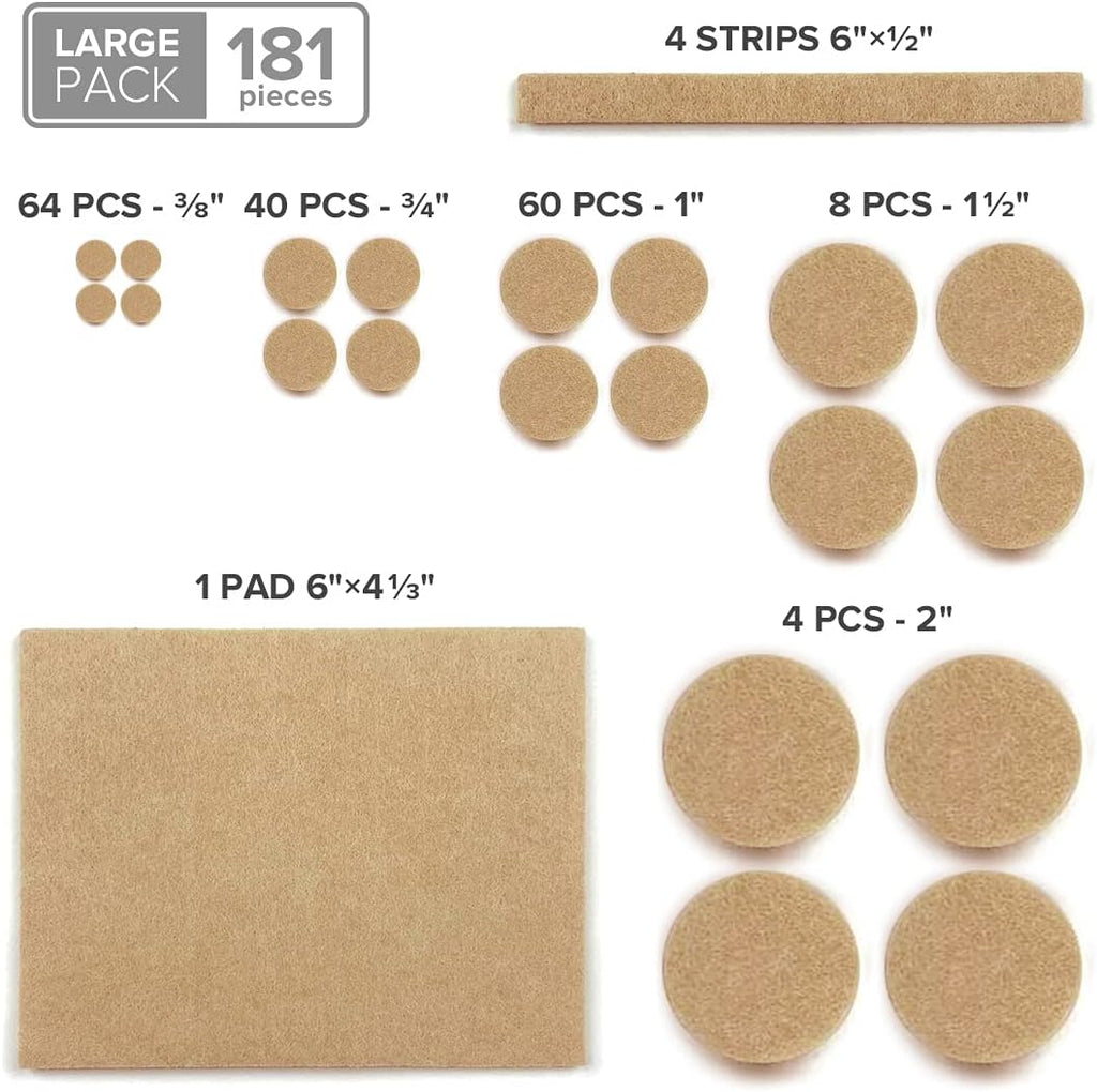 Felt Furniture Pads X-PROTECTOR 181 PCS Premium Furniture Pads - Felt Pads Furniture Feet Best Wood