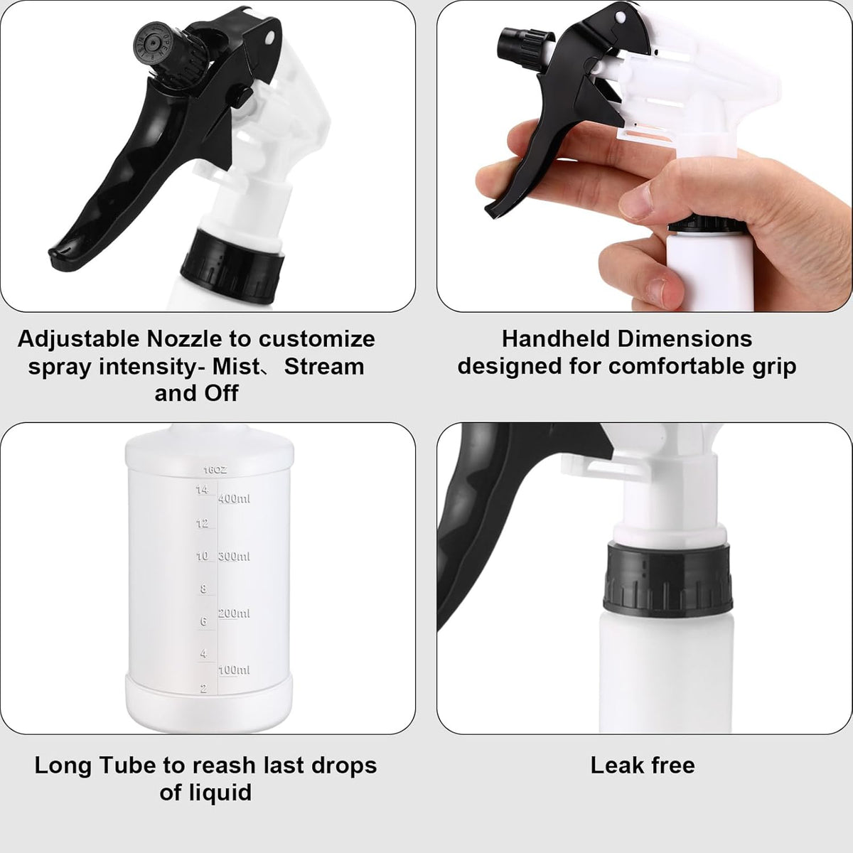 Eccliy 12 Pcs 16 Oz Plastic Spray Bottle, Adjustable Empty Reusable Sprayer for Cleaning, Planting