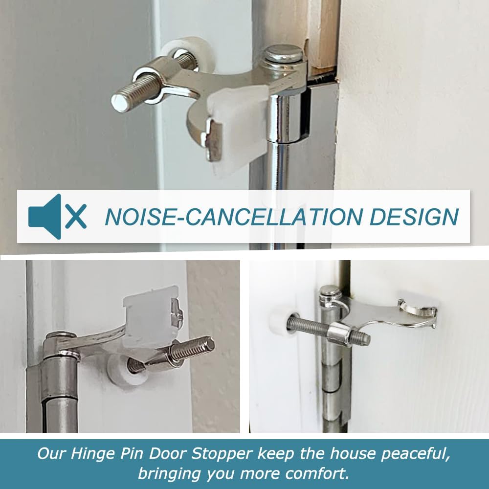 12 Pack Hinge Pin Brushed Nickel Door Stopper, Adjustable Heavy Duty Hinge Pin Door Stop with