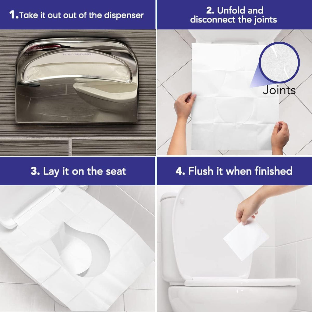 Disposable Toilet Seat Covers XL Half Fold Flushable – 400 Sheets (4 Pack) for Public Facilities