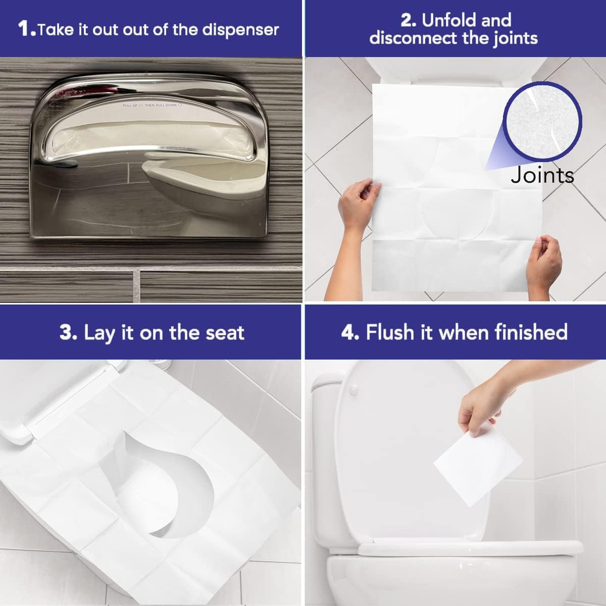 Disposable Toilet Seat Covers XL Half Fold Flushable – 400 Sheets (4 Pack) for Public Facilities