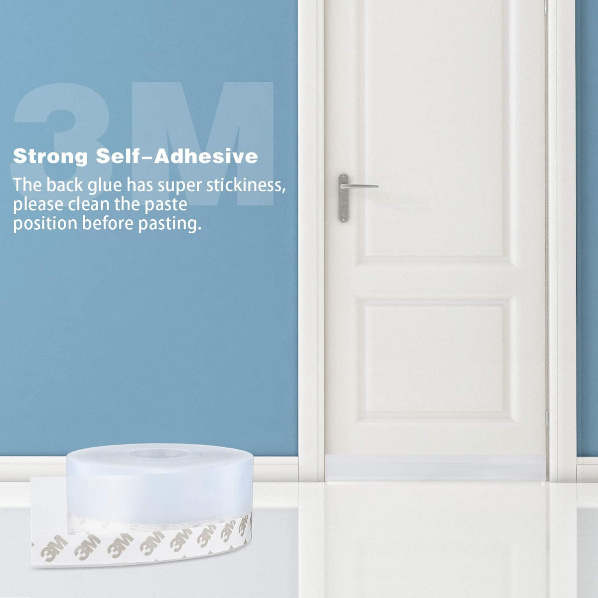 26 Feet Silicone Seal Strip, Transparent, 35MM - Door & Window Seal, Draft Stopper Adhesive Tape