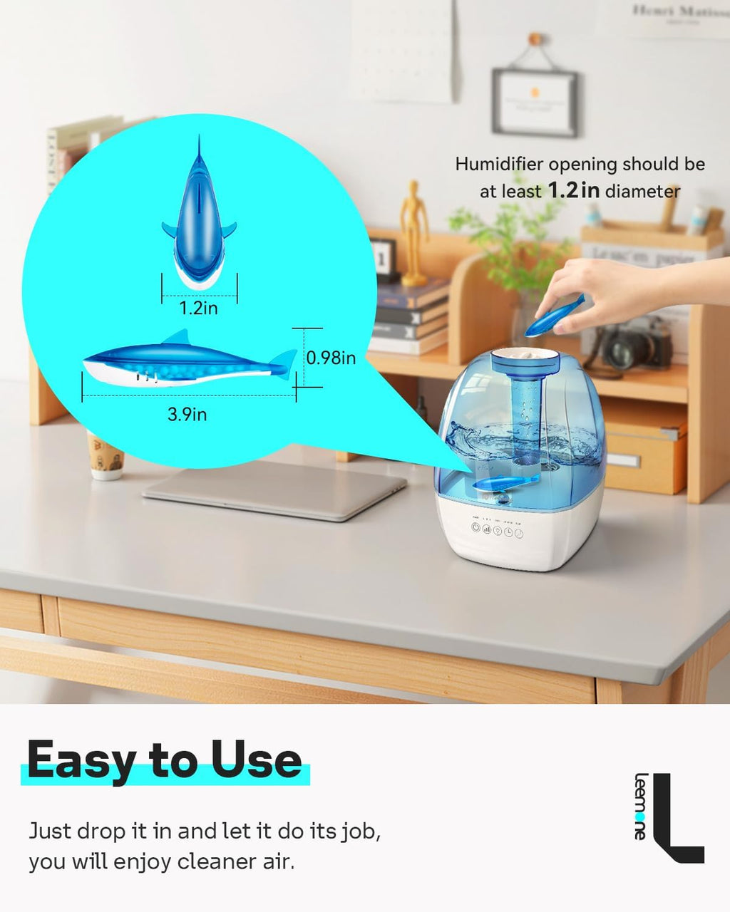 Leemone Humidifier Cleaner Shark, Demineralization Float Shark Compatible with All Humidifier and