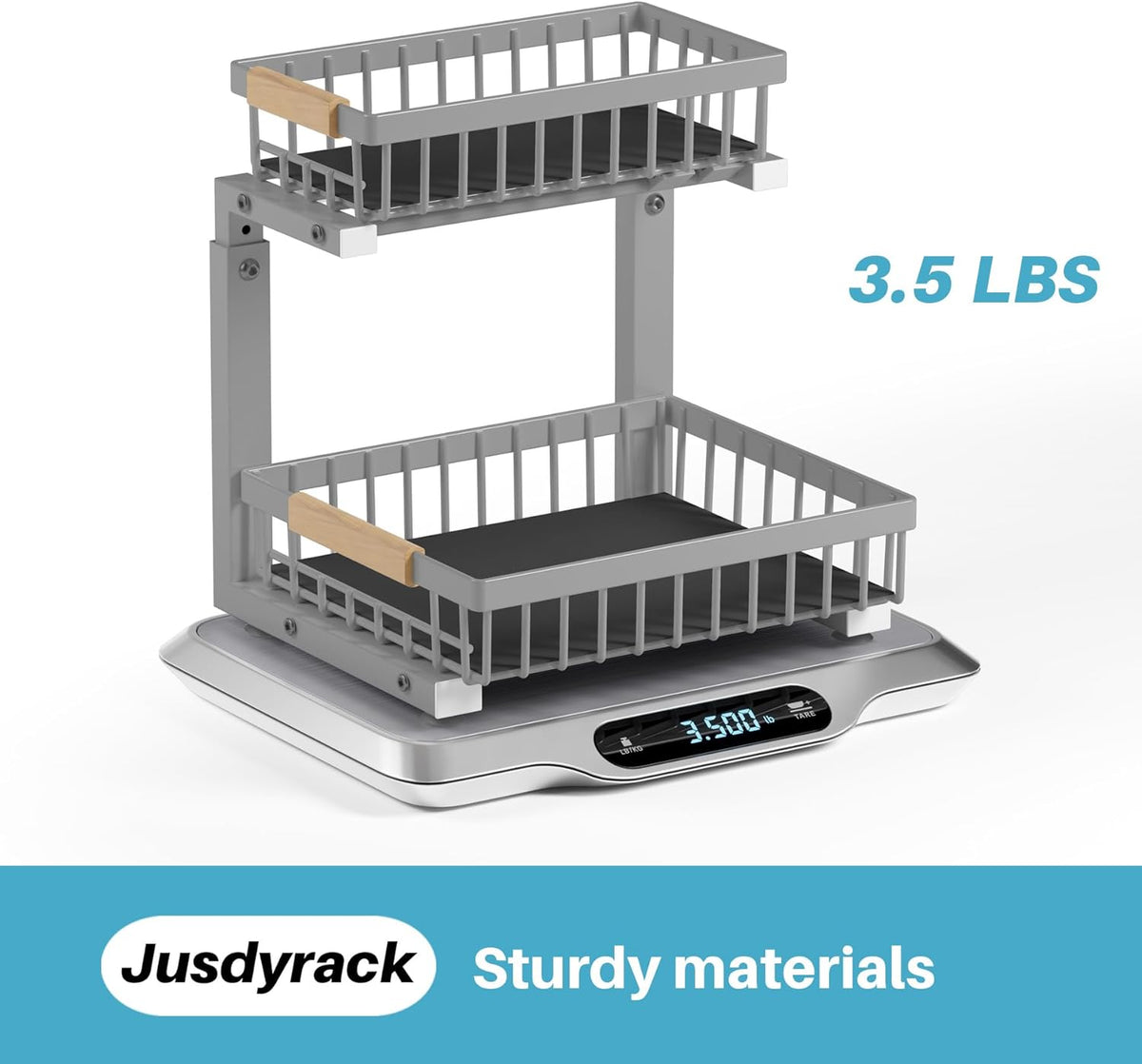 1 Packs 2 Tier Grey Under Sink Organizer,Under Sink Organizers and Storage, Slide Out Pull Out