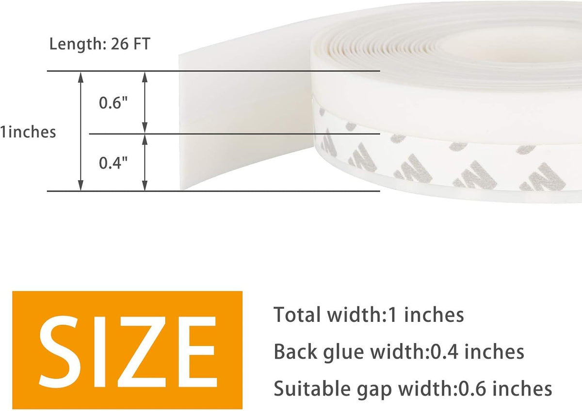 Door Weather Stripping Doors Seal Strip, 26 FT Silicone Sealing Tape for Door Draft Stopper