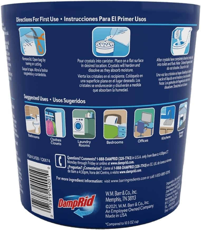 Damp Rid Refillable Moisture Absorber, Includes Single Damp Rid Lavender Vanilla 11oz. Cup & 44oz.