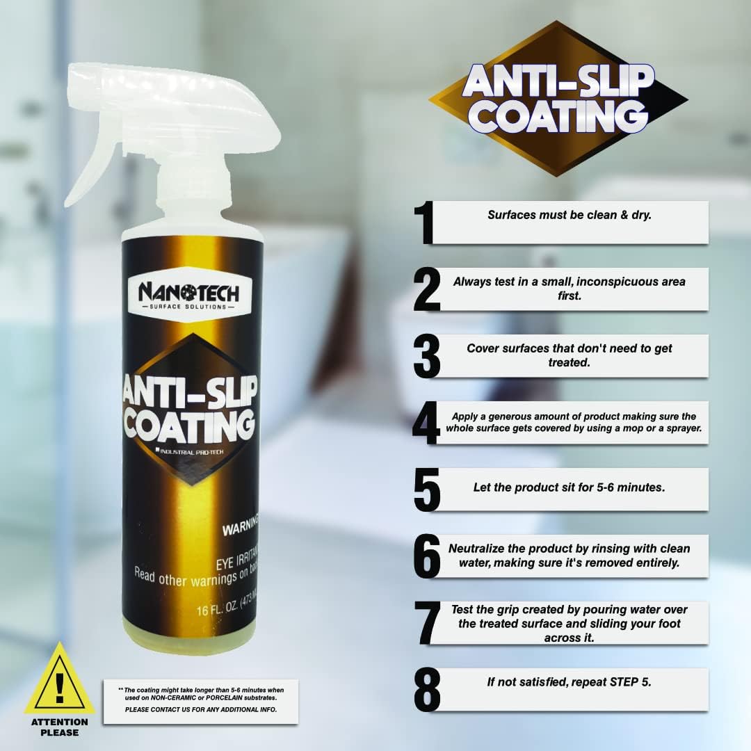 Nanotech Surface Solutions Anti-Slip Coating - Increases Friction Coefficient- Reduces Slip & Fall