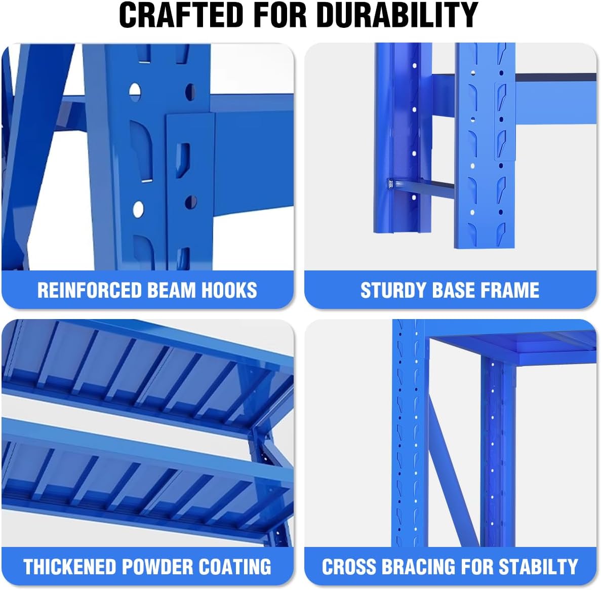 Storage Shelves Heavy Duty, Metal Garage Shelving Units, 4 Tier Storage Rack Shelf, Steel