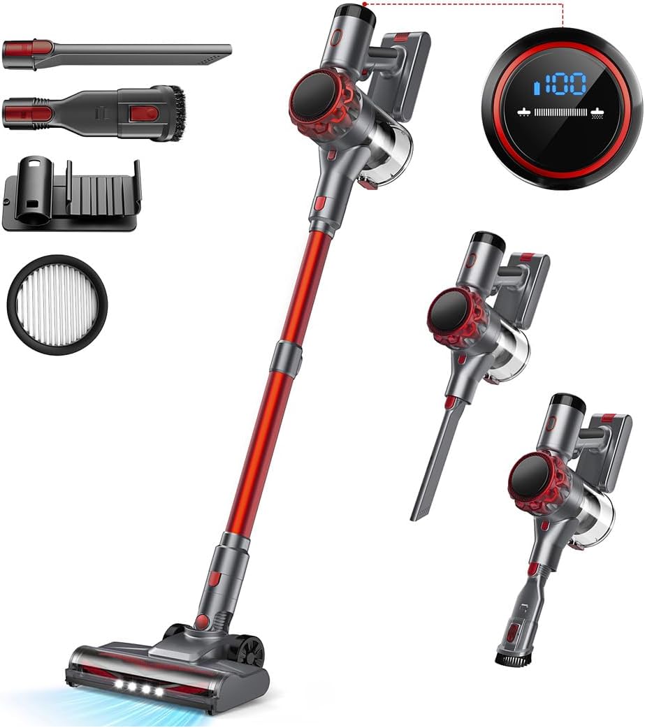 S3P Cordless Vacuum Cleaner, 45kPa Powerful Vacuum Cleaners for Home, 55-Min Runtime Rechargeable