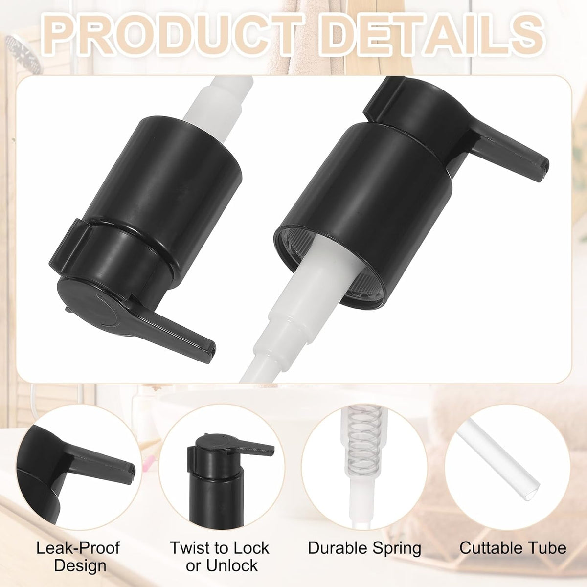 uxcell 4 Pcs Soap Dispenser Pump Heads, Hand Soap Dispensers Top Pumps Replacement Clip-on Pumphead
