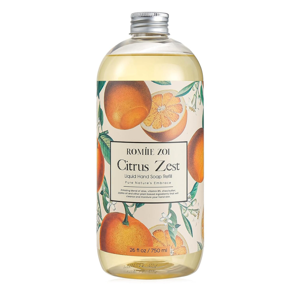 ROMIIE ZOI Liquid Hand Soap Refill, Citrus Zest, Gentle & Moisturizing Formula, 750 ML/ 26 FL OZ