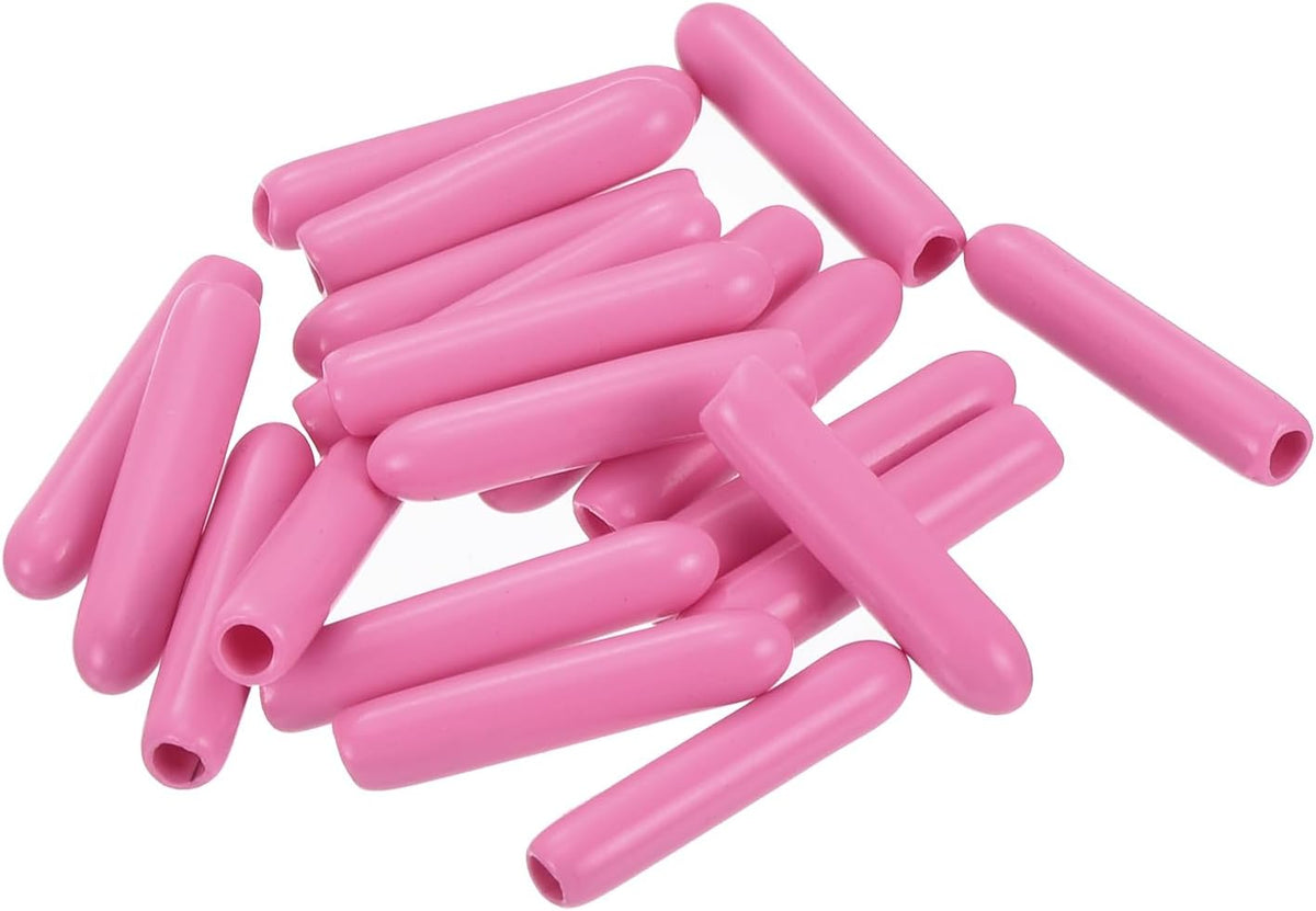 uxcell 20pcs Rubber End Caps 2mm ID Vinyl PVC Round Tube Bolt Cap Cover Screw Thread Protectors Pink