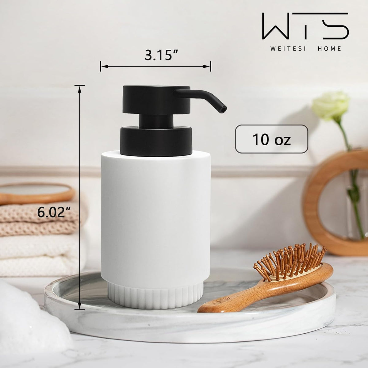 Resin Soap Dispenser for Bathroom, Hand Lotion Liquid Dispenser Easy-to-Press with Reusable Plastic