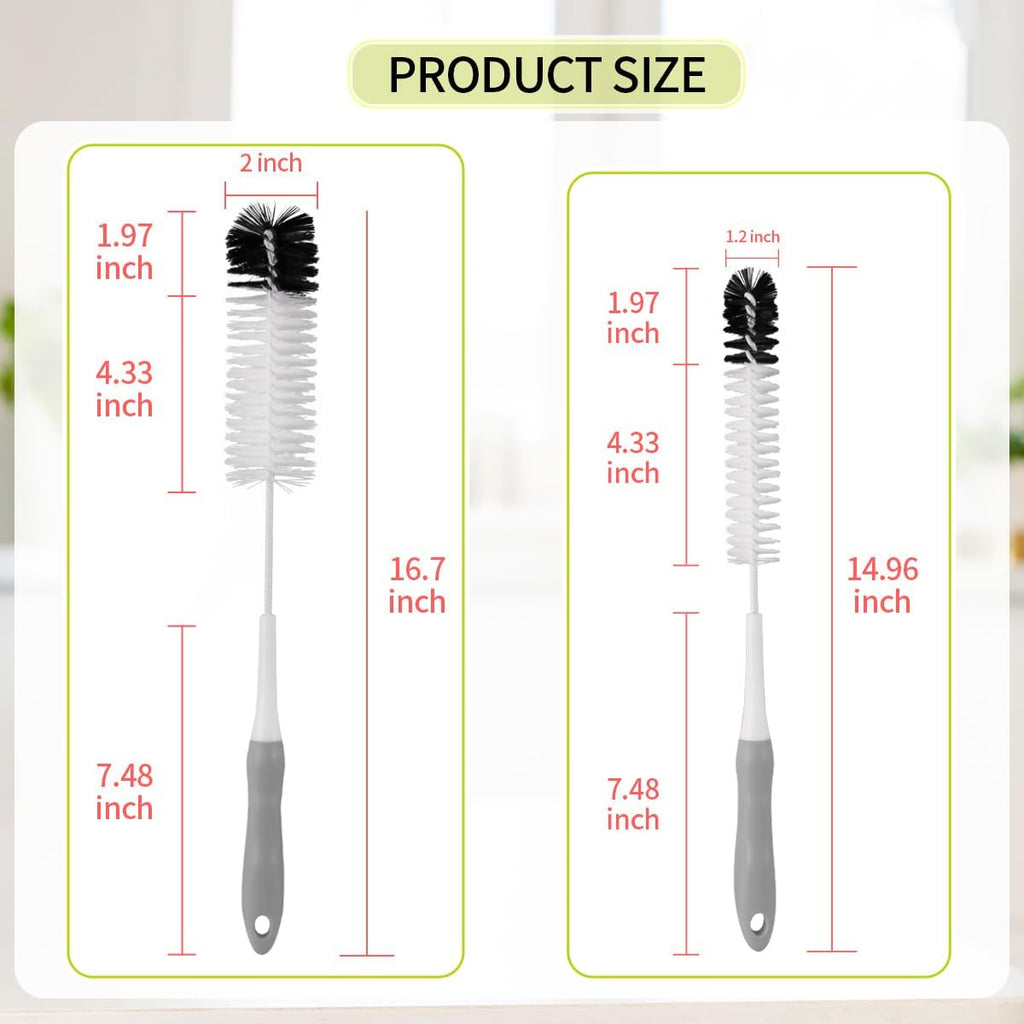 Bottle Cleaner Brush Set - Long Handle Bottle Brushes for Cleaning Narrow Neck Bottles, Beer, Wine