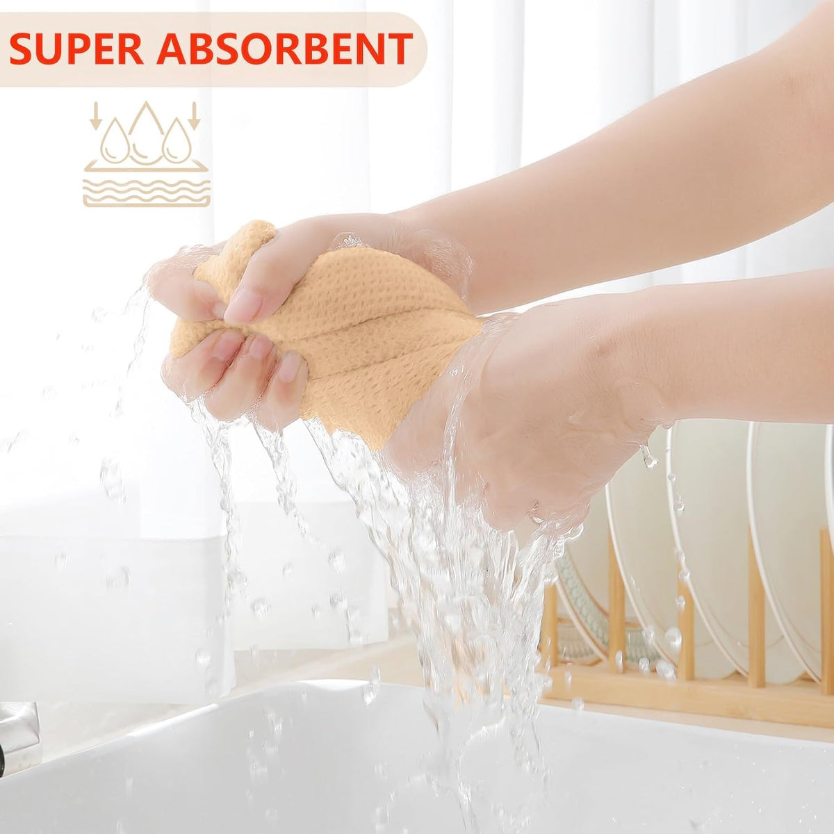 Homaxy 100% Cotton Waffle Weave Kitchen Dish Towels, Ultra Soft Absorbent Quick Drying Cleaning