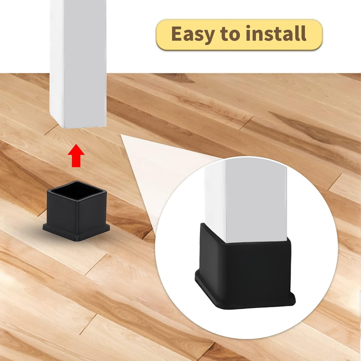 Flyshop Flexible Anti-Scratch PVC Patio Chair Table Leg Caps Tips Floor Protectors Square Furniture