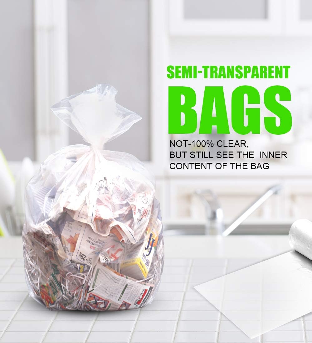 FORID 1.2 Gallon Garbage Bags, 220 Count, Small, Clear –Wastebasket Bin Liners for Bathroom