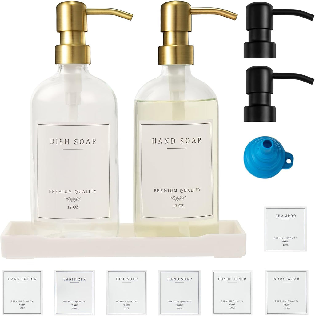 Glass Soap Dispenser for Kitchen Sink,Farmhouse Dish Soap Dispenser&Hand Soap Dispenser