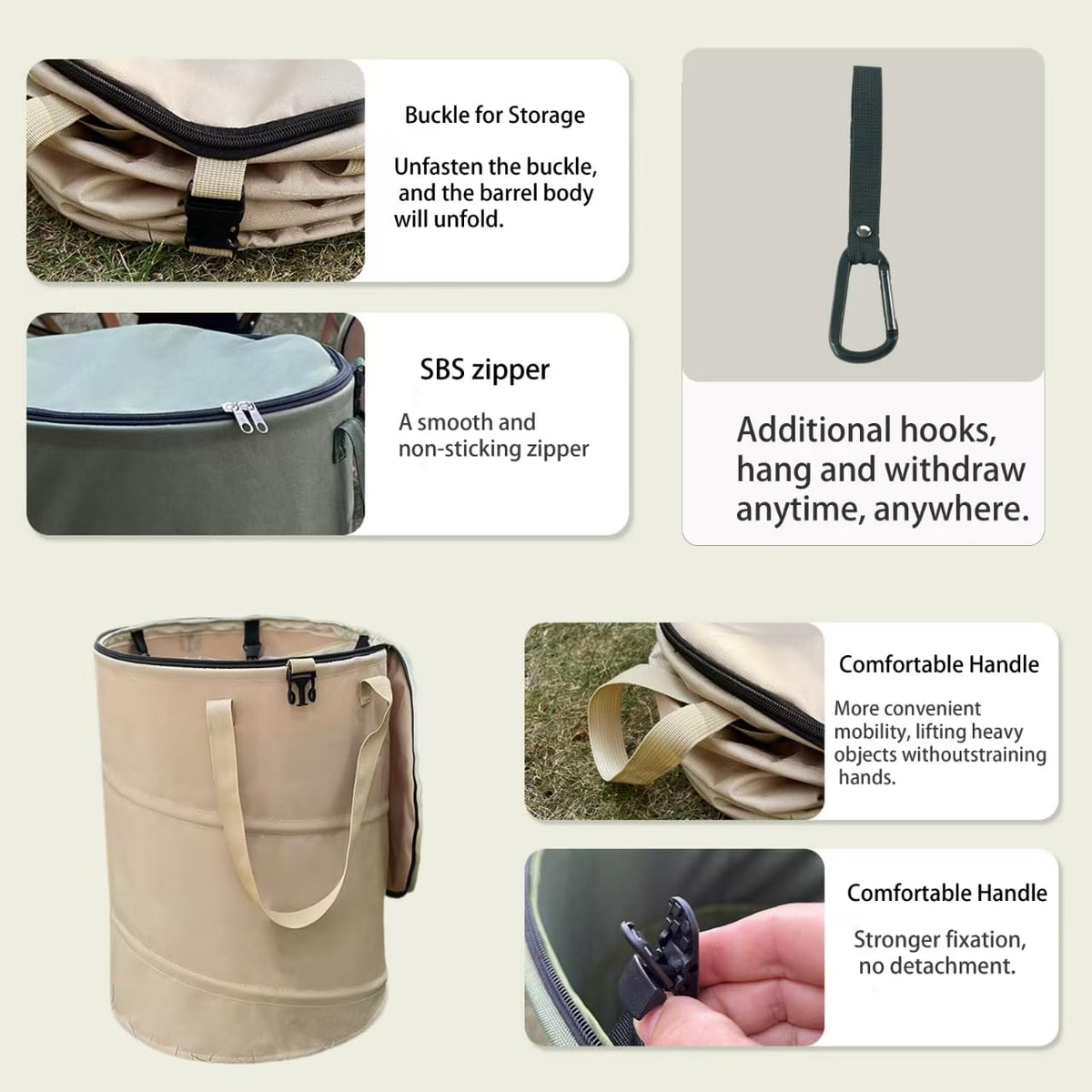 Collapsible Trash Can with Lid, Foldable Camping Trash Can, Outdoor Recycle Bin for Clothes and