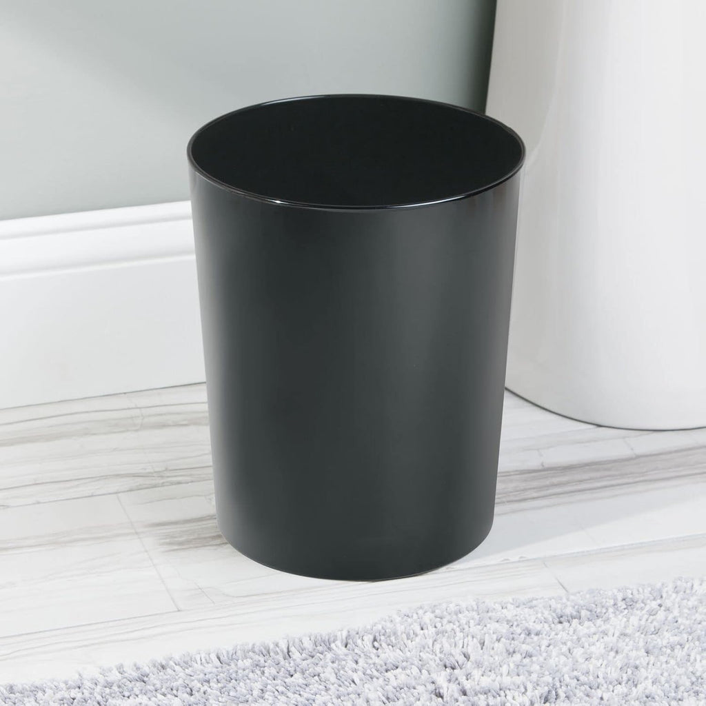 mDesign Round Metal Small 1.7 Gallon Recycle Trash Can Wastebasket, Garbage Container Bin for